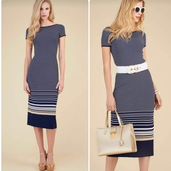 Luisa Spagnoli Dresses & Skirts - New! Luisa Spagnoli Striped Midi Dress 💙 Small NWT!